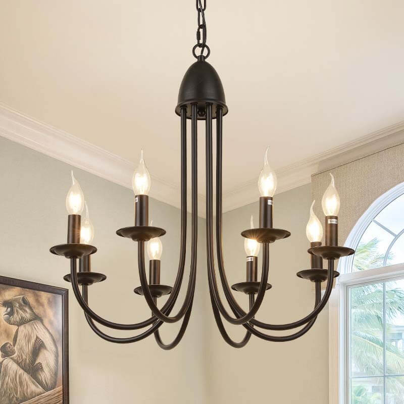 Modern Nordic Minimalist Wrought Iron Curved 6/8-Light Chandelier