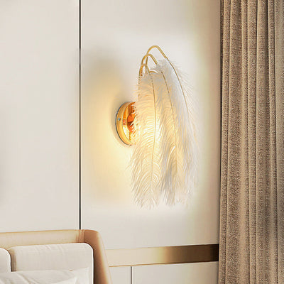 Zeitgenössische kreative Straußenfeder Design 1-Licht Wandleuchte Lampe für Wohnzimmer 