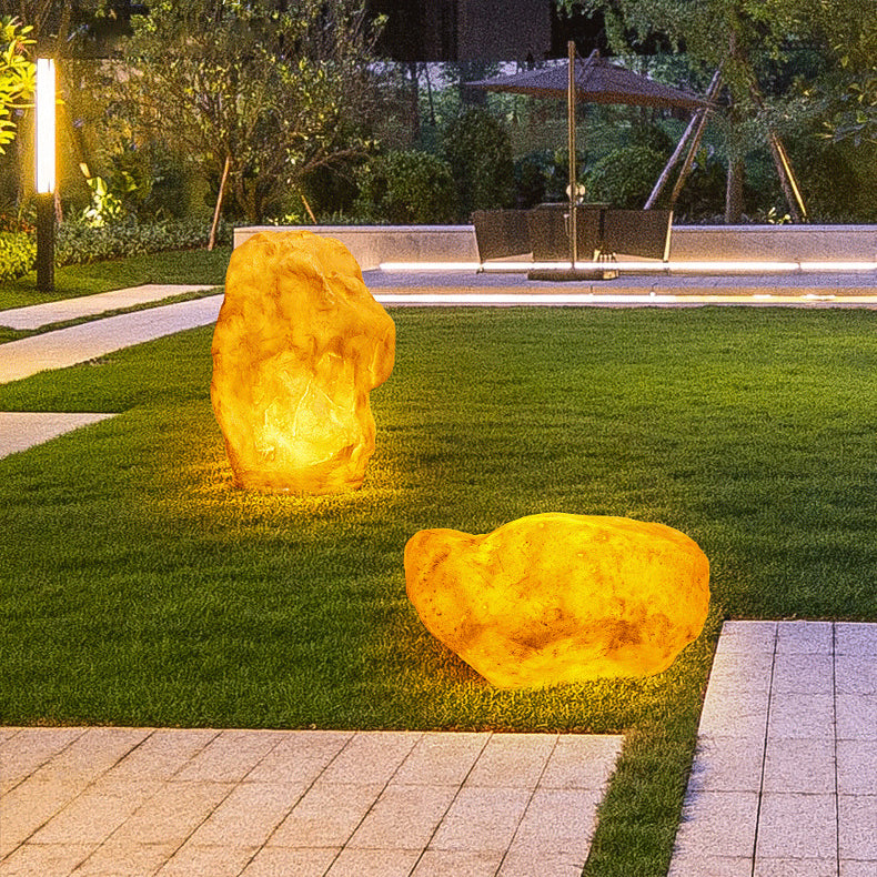 Zeitgenössische kreative Harz-Imitation Berg LED Rasen Landschaft Licht für Terrasse im Freien 
