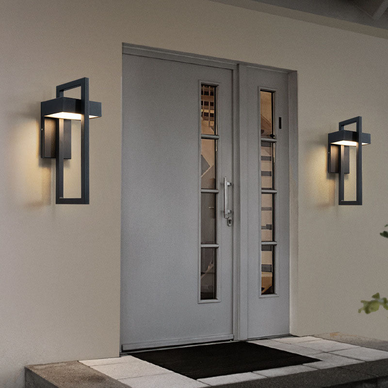 Lámpara Aplique de Pared LED de Acero Inoxidable Rectangular Minimalista Moderna Para Patio Exterior 
