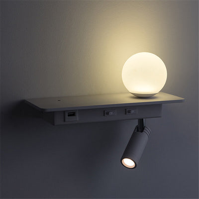 Moderne Schwarz-Weiß-Einzelfarbe mit USB-Anschluss Eisen-LED-Strahler Wandleuchte 