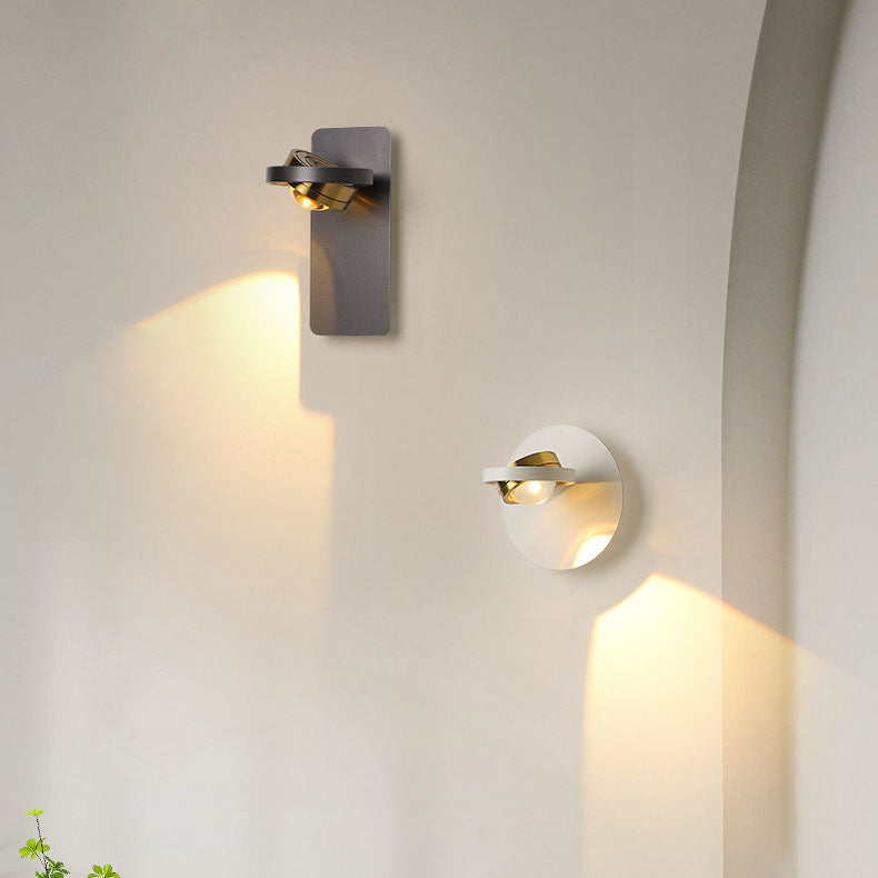 Moderne minimalistische runde Rechteck Eisen Aluminium drehbare LED Wandleuchte Lampe für Schlafzimmer 