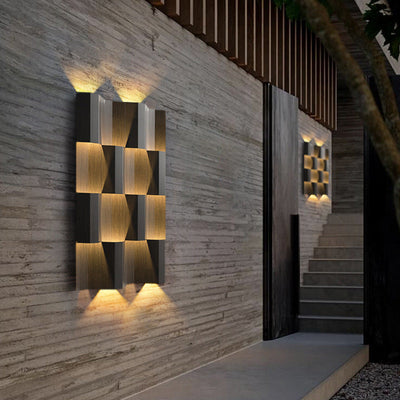Applique murale LED rectangulaire en aluminium étanche rétro contemporain pour patio extérieur 