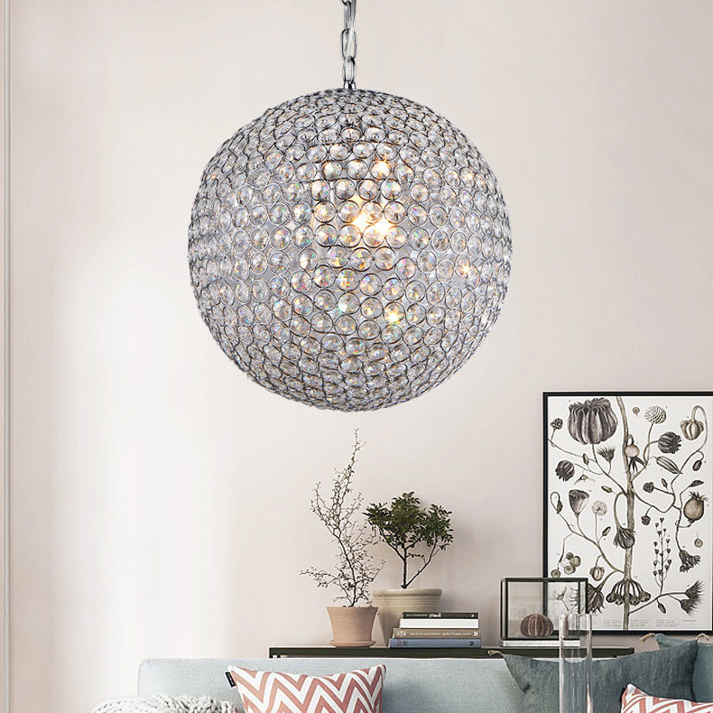 Moderner minimalistischer runder Eisen-Kristall 4-Licht-Kronleuchter für das Wohnzimmer 