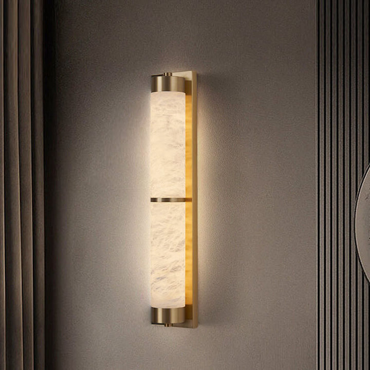 Applique murale LED en marbre à colonne en cuivre pleine lumière moderne 