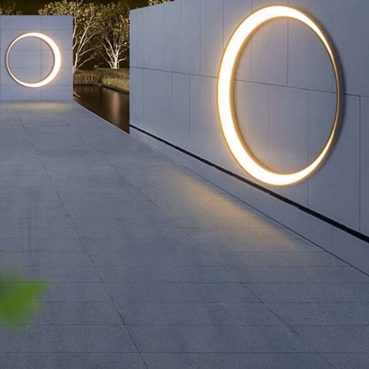 Modern Minimalist Crescent Circle Stainless Steel PC Waterproof LED Wall Sconce Lamp For Outdoor Patio