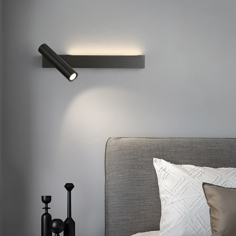 مصباح حائط LED من النحاس الكامل بشكل أسطوانة مستطيلة حديثة لغرفة النوم 