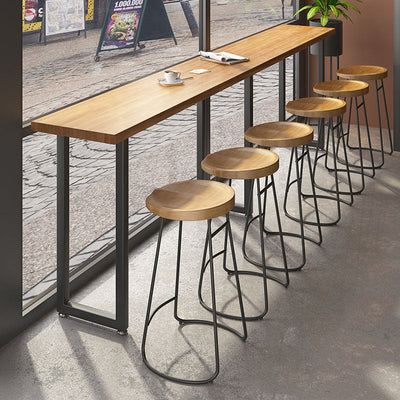 Tabouret de bar rond en fer sans dossier avec repose-pieds contemporain nordique Tsuga Chinensis pour salle à manger 