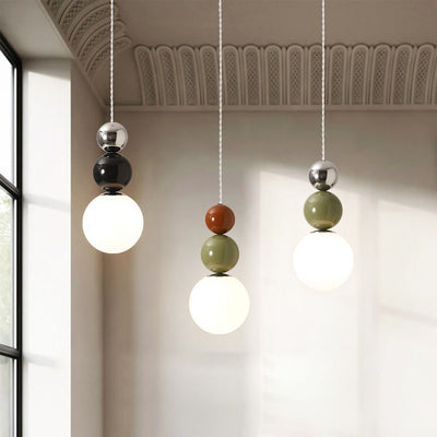 Moderne minimalistische runde Kugel Eisen Glas 1-Licht Pendelleuchte für Schlafzimmer 