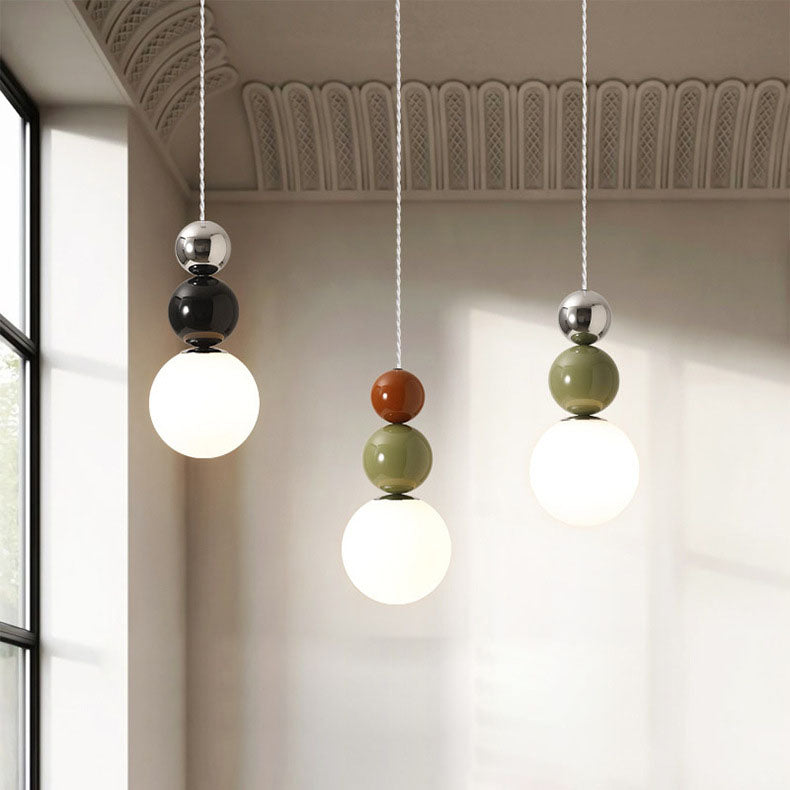 Moderne minimalistische runde Kugel Eisen Glas 1-Licht Pendelleuchte für Schlafzimmer 