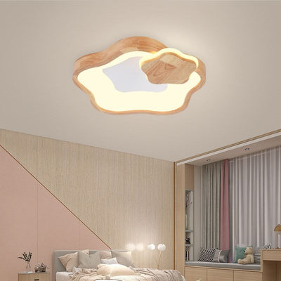 ضوء سقف LED أكريليك بتصميم نجمة خماسية حديثة بلمسة خشبية لغرفة النوم 
