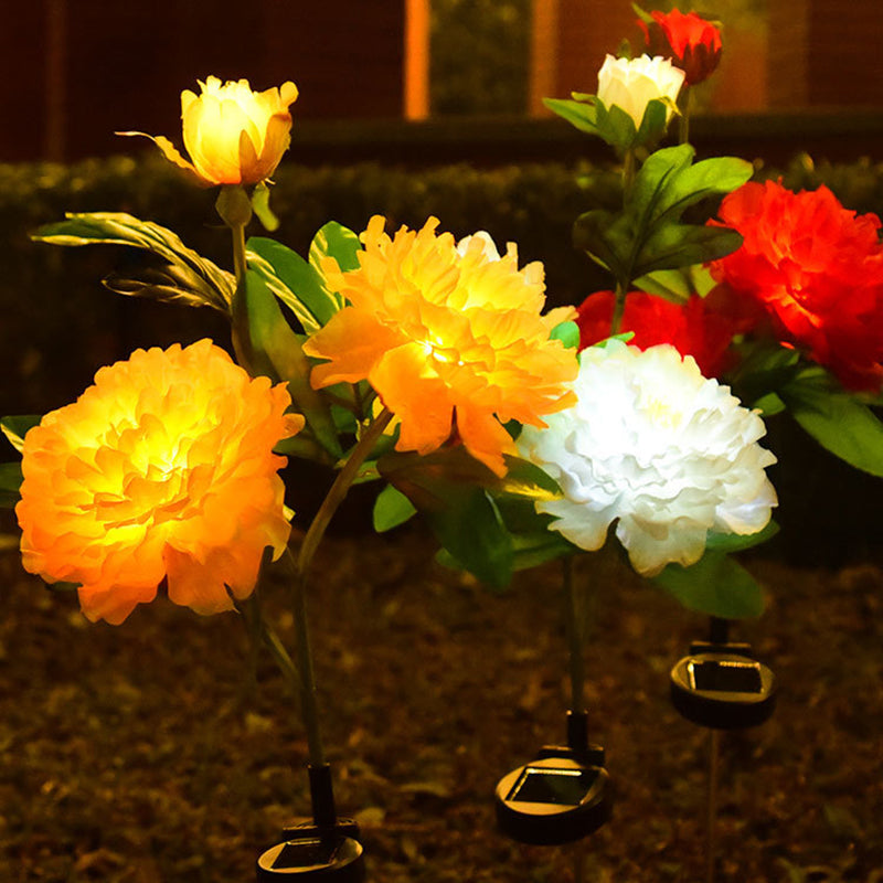 Contemporary Creative Solar Peony Flower LED Waterproof Lawn Landscape Insert Light For Outdoor Patio