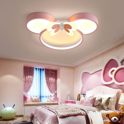 Modern Creative Minimalist Wrought Iron Cartoon Mouse LED Flush Mount Ceiling Light