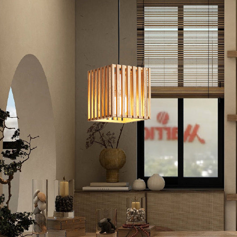 Lustre rectangulaire traditionnel en bois massif 1/3 lumières pour salon 