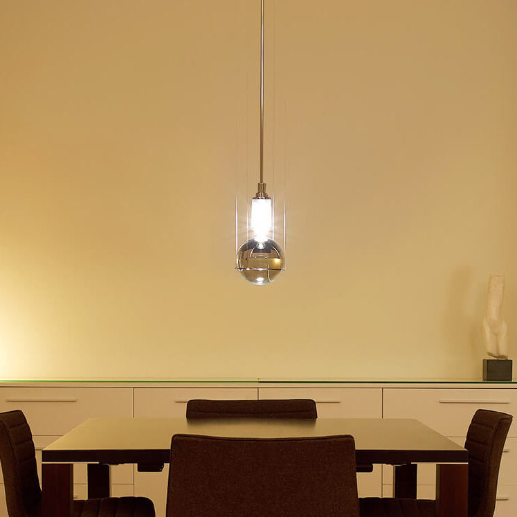 Modern Minimalist Round Ball Cylinder Iron Glass 1-Light Pendant Light For Living Room