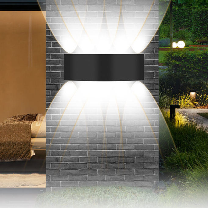 Moderna lámpara de aplique de pared LED para exteriores de aluminio negro impermeable 