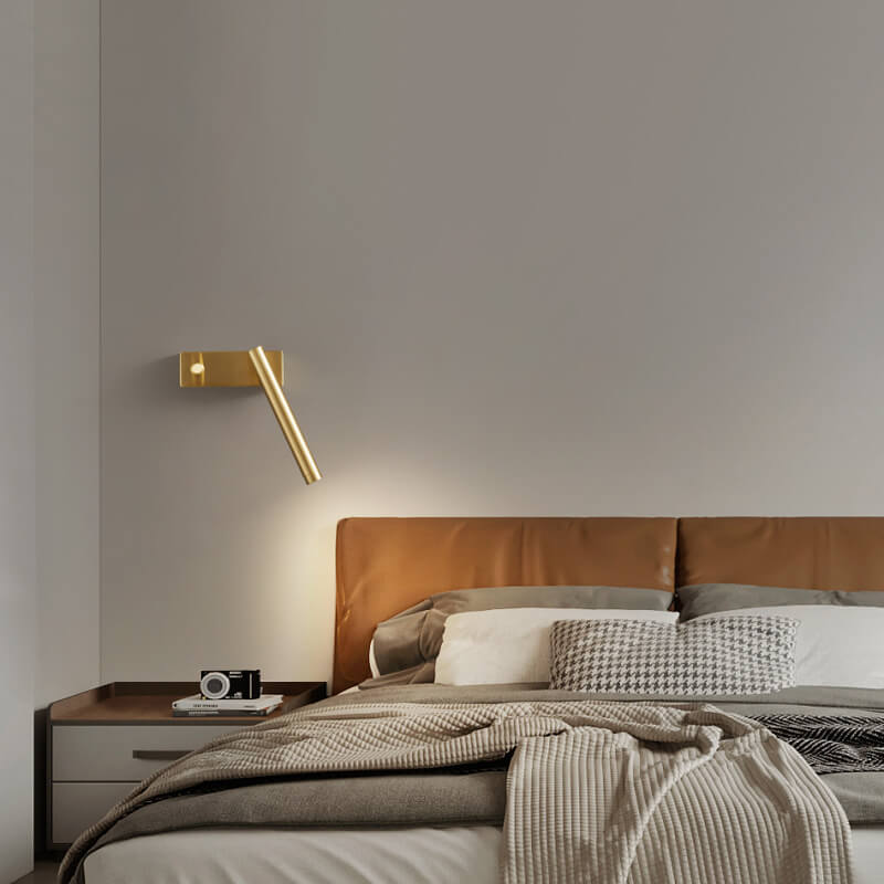 Applique Murale LED en Laiton Plein Rotative en Cylindre de Luxe Nordique 