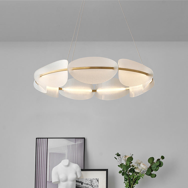 Lustre LED en fer acrylique rond minimaliste moderne pour chambre 