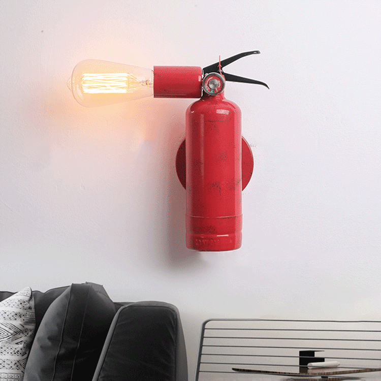 Contemporary Creative Fire Extinguisher Iron 1-Light Wall Sconce Lamp For Living Room
