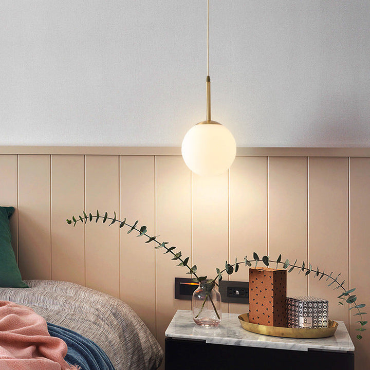 Lustre moderne minimaliste rond en globe tout en cuivre et verre à 1 lumière pour salon 