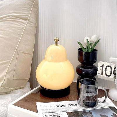 Modern Simplicity Metal Glass Pear USB LED Table Lamp For Bedroom