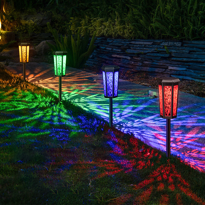 Contemporary Industrial Solar Hexagonal Plastic LED Lawn Insert Light For Outdoor Patio