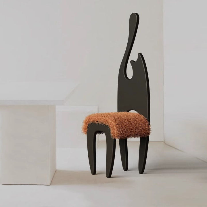 Contemporary Creative Rectangular Cat Ash Wood Fabric Chair Backrest For Living Room