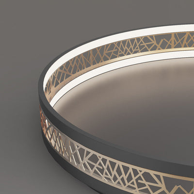 Plafonnier LED au design creux en forme de nid d'oiseau rond en fer de simplicité moderne pour le salon 