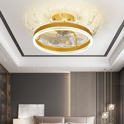 Modern Circle Ring LED Halbbündige Deckenventilatorleuchte 