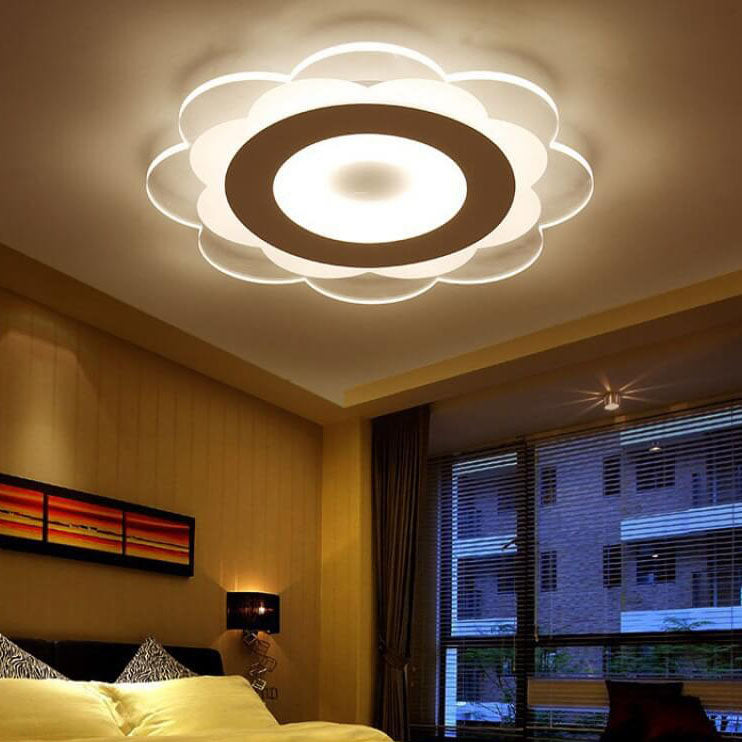 Modern Minimalist Floral Iron Acrylic LED Flush Mount Ceiling Light