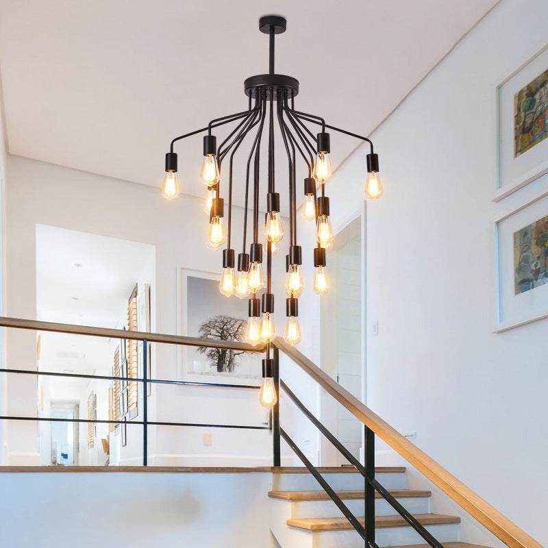 Traditioneller Vintage-Kronleuchter mit Eisenzweig und Glasschirm, 16/22 Lichter, für Wohnzimmer 