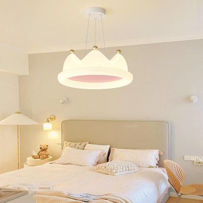 Contemporary Creative Kids Crown Iron PE LED Pendant Light For Bedroom