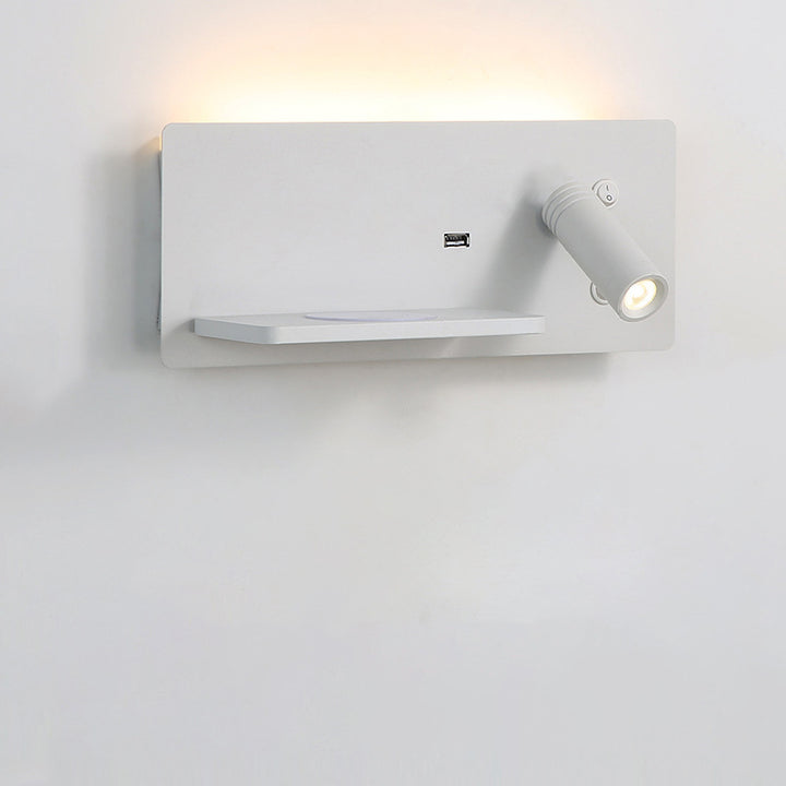 Lámpara de pared con foco LED giratorio rectangular USB recargable industrial contemporáneo para dormitorio 