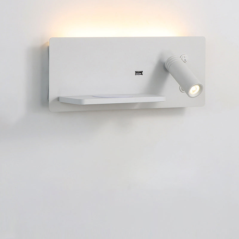 مصباح حائط عصري صناعي مستطيل LED قابل للشحن عبر USB قابل للدوران لغرفة النوم 