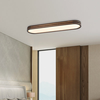 Modern Simplicity Solid Wood Acrylic Strips LED Flush Mount Ceiling Light For Living Room