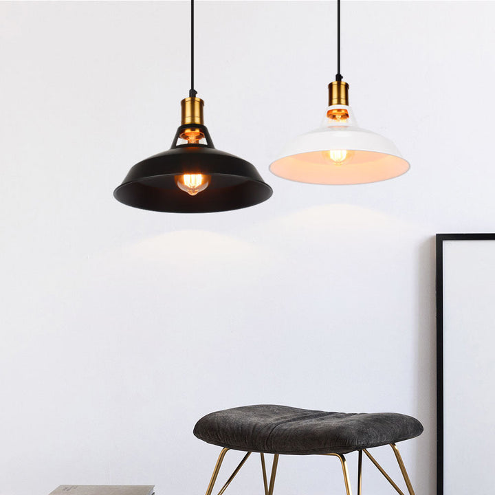 Suspension Luminaire en Métal Fer Rond Vintage Traditionnel à 1 Lumière pour Chambre 
