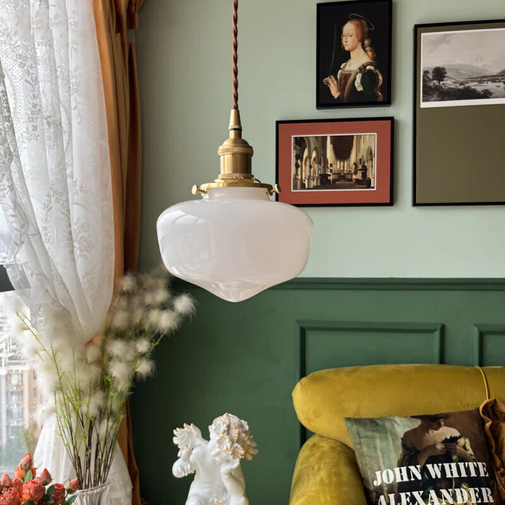 Lampe suspendue à 1 lumière en verre et laiton lanterne vintage nordique 