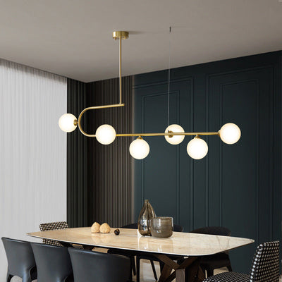 Zeitgenössischer Luxus-Kronleuchter mit rundem Kupferrahmen und Glasschirm, 4/6 Lichter, Inselleuchte für Esszimmer 
