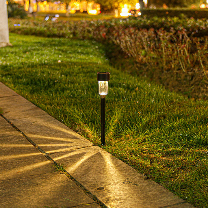 Luz de paisaje LED de acero inoxidable plástico cilindro solar impermeable minimalista moderno para jardín 