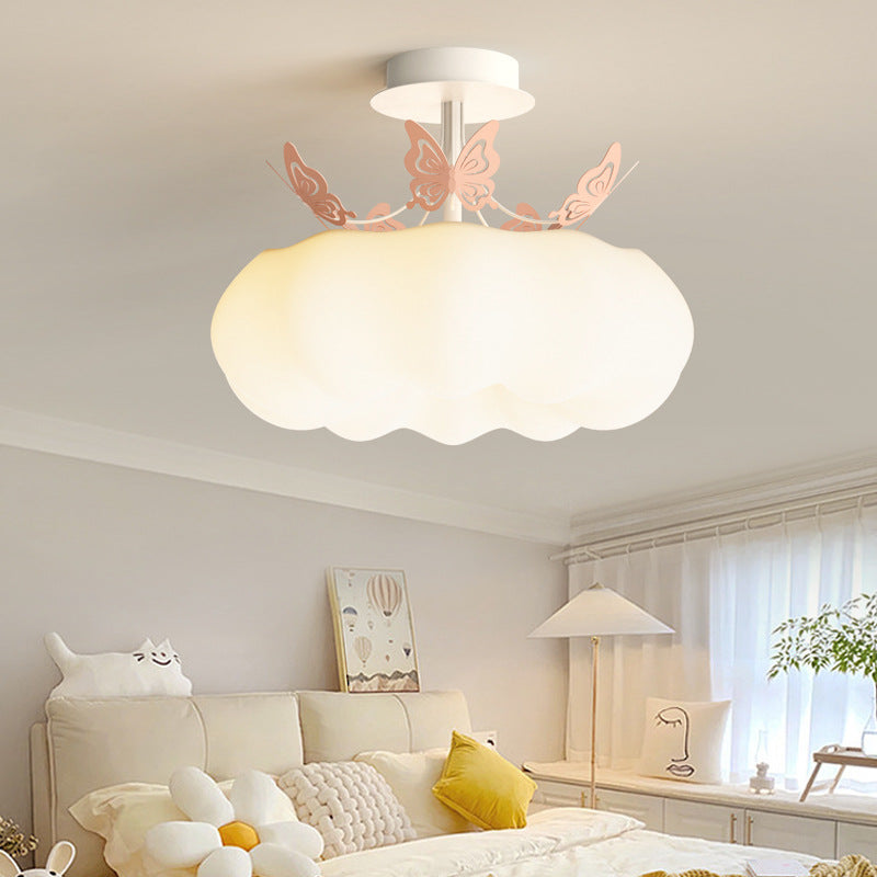 Luz de techo semiempotrada LED de calabaza mariposa redonda de PE de hierro minimalista moderno para dormitorio 