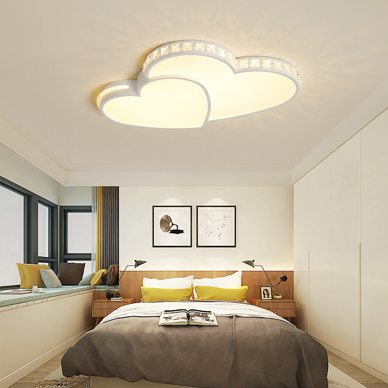 Zeitgenössische Einfachheit Kristall Rand Acryl Herz Form LED Unterputz Deckenleuchte für Schlafzimmer 