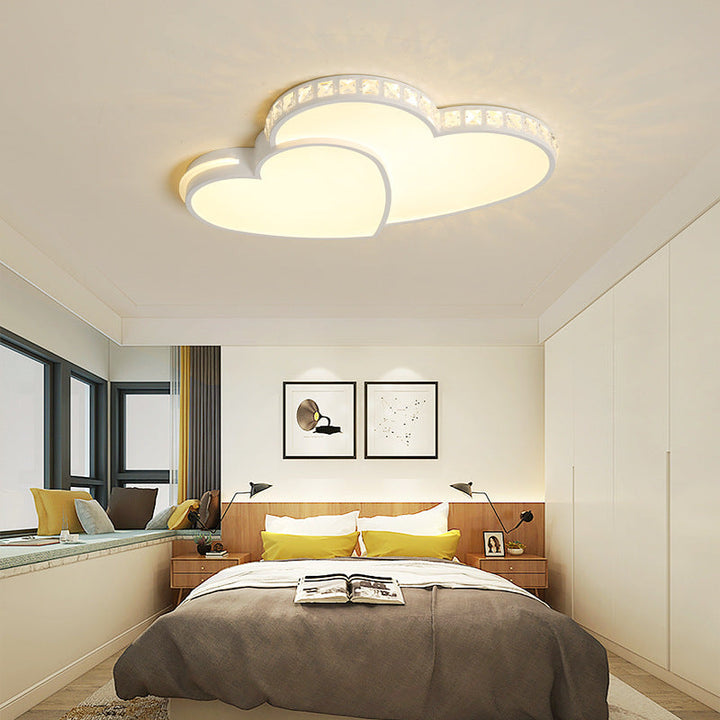 Zeitgenössische Einfachheit Kristall Rand Acryl Herz Form LED Unterputz Deckenleuchte für Schlafzimmer 