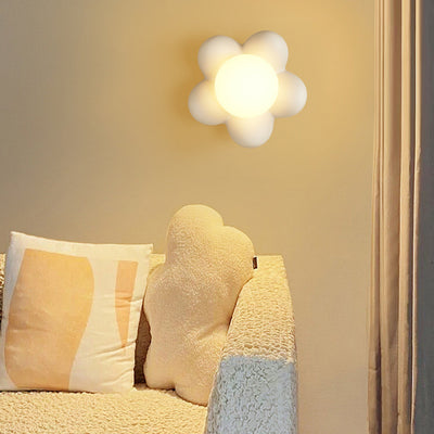 Modern Art Deco Flower Design Wood Resin 1-Light Wall Sconce Lamp For Living Room