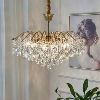 Contemporary Scandinavian Branch Crystal Iron 6/10/11/14 Light Chandelier For Bedroom