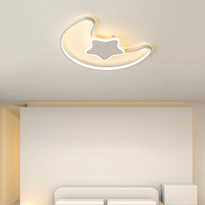 Zeitgenössische kreative Stern Mond Acryl Schatten Eisen LED Unterputz Deckenleuchte für Wohnzimmer 