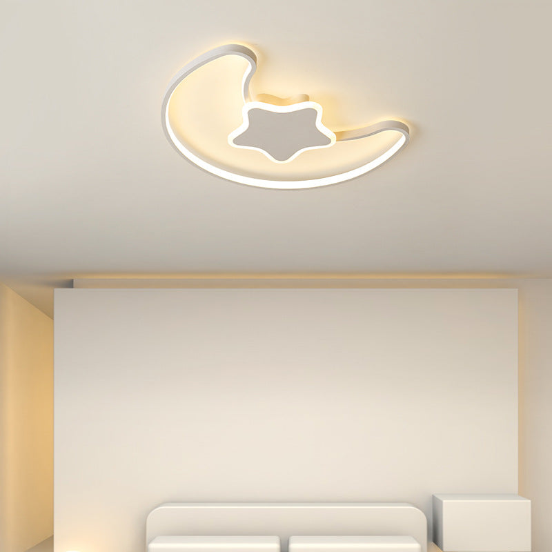 Zeitgenössische kreative Stern Mond Acryl Schatten Eisen LED Unterputz Deckenleuchte für Wohnzimmer 