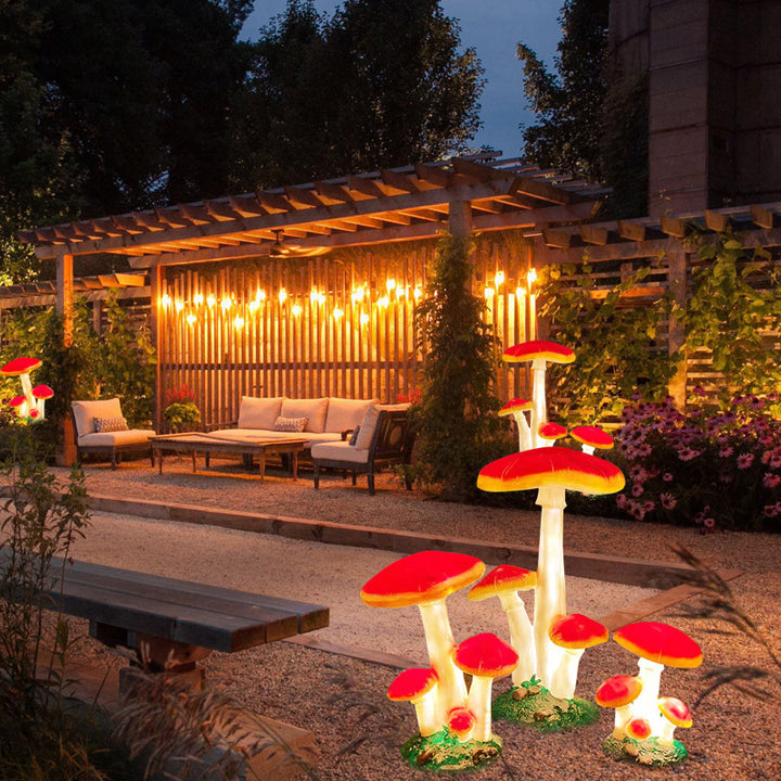 Moderne Art Deco Solar Wasserdichte Pilz Harz Glasfaser LED Landschaft Beleuchtung Außen Licht Für Garten 