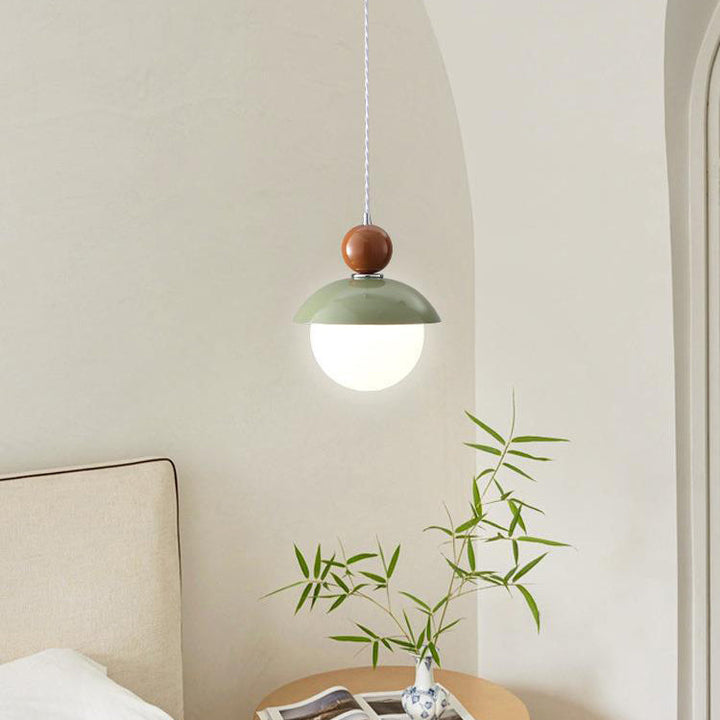 Lámpara Colgante de 1 Luz de Vidrio de Hierro con Globo Redondo Minimalista Moderno para Dormitorio 