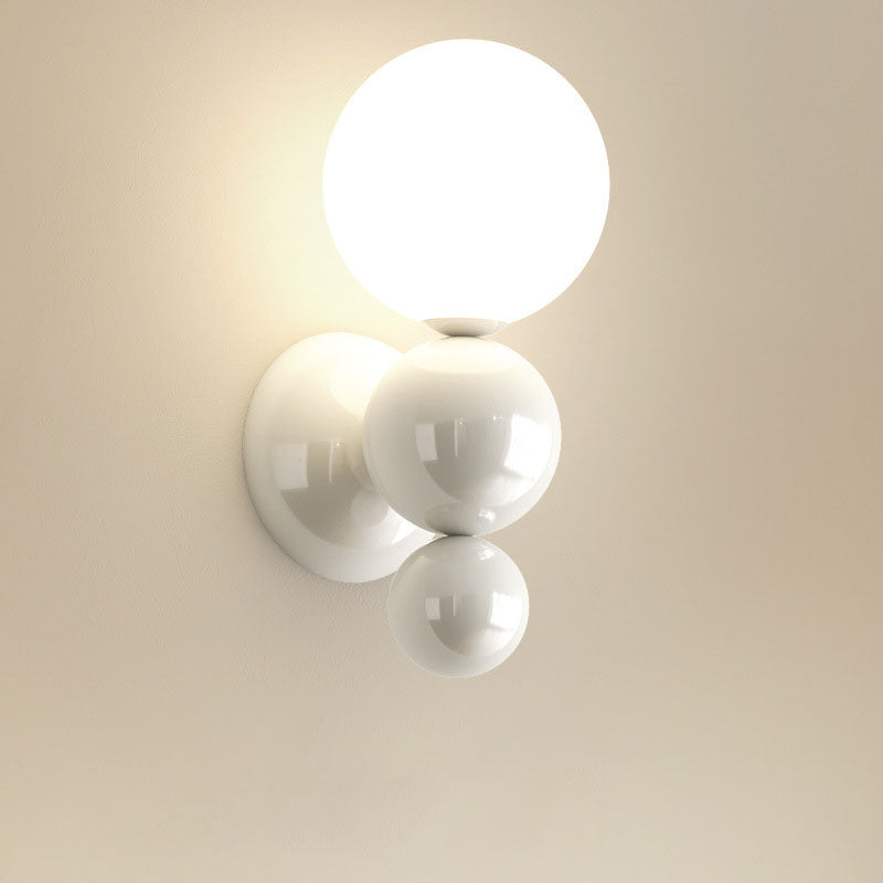 Lámpara de Aplique de Pared de 1 Luz de Hierro de Plástico en Forma de Perla Estilo Crema Francesa 