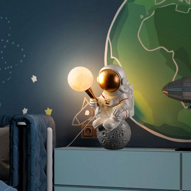 Zeitgenössische kreative Cartoon Astronaut Harz ABS 1-Licht Wandleuchte Lampe für Schlafzimmer 
